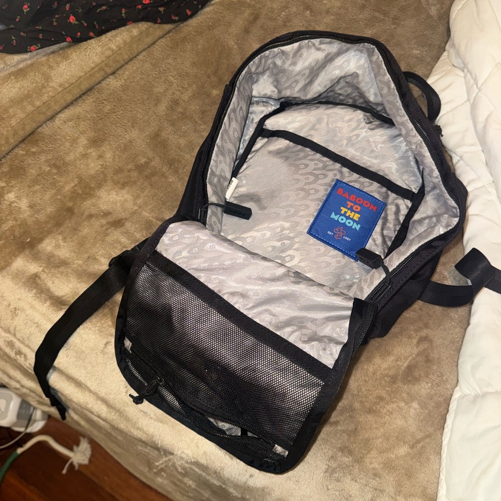 Mini baboon to the moon  Black Backpack
